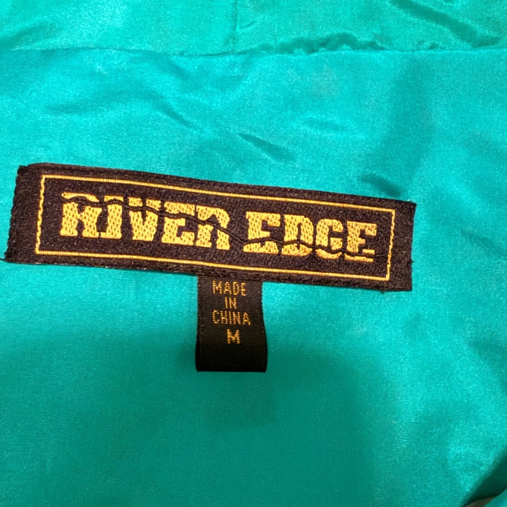 100% Silk 1980s With Tags Vintage Aqua Pants with Colorful Floral Windbreaker - Picture 2 of 8